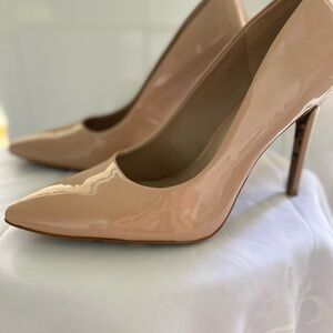 Elegant Nude Patent Leather Heels